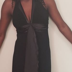Alyn Paige black halter dress